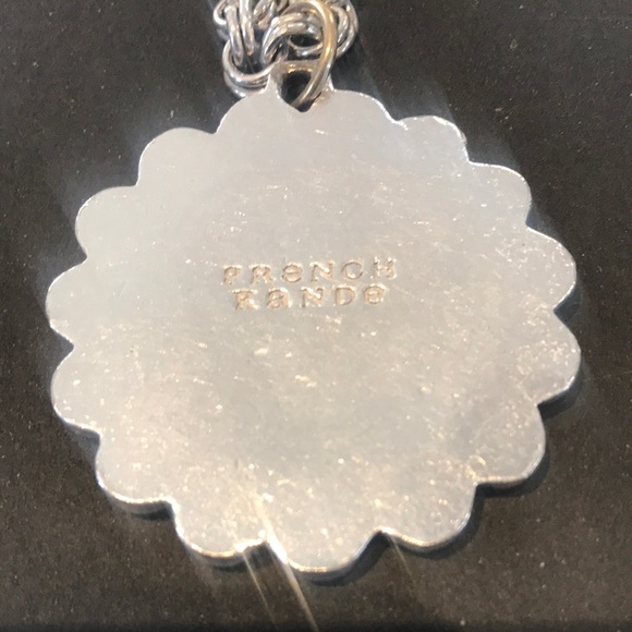 Sterling Silver Scalloped Pendant Necklace with Embossed Medallion - Picture 2 of 5